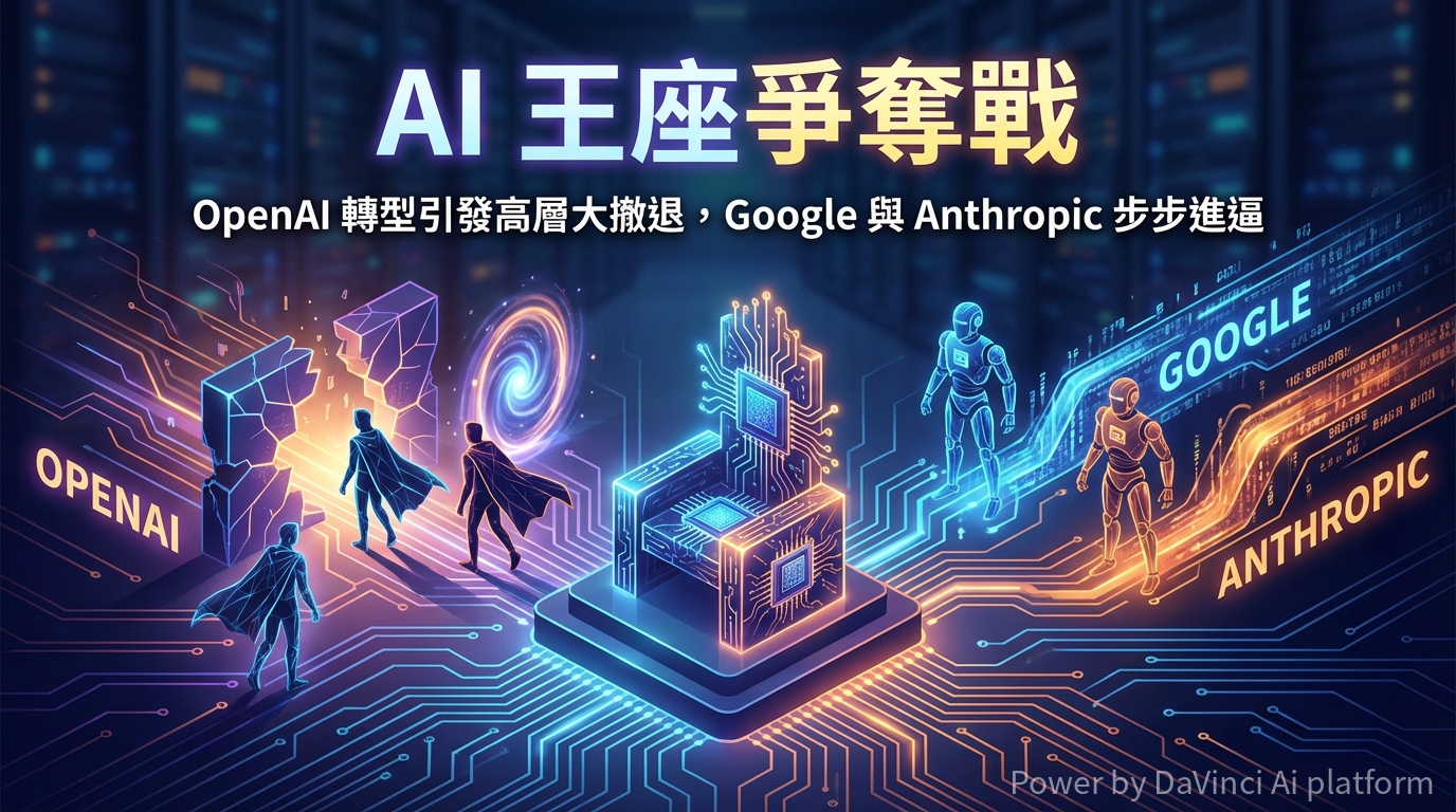 AI 王座爭奪戰:OpenAI 轉型引發高層大撤退,Google 與 Anthropic 步步進逼